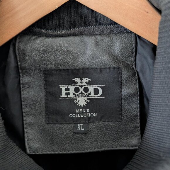 Hood Crew Men’s Unisex Casual Faux Leather Zip-Up Motorcycle Bomber Jacket - XL - Picture 9 of 16